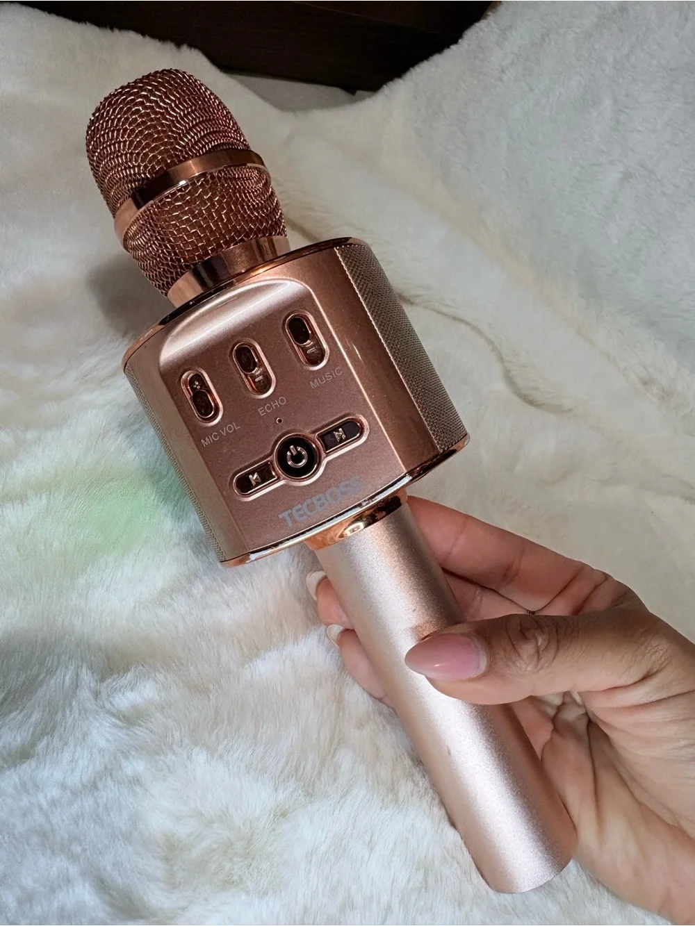 Rose Gold Wireless Bluetooth Karaoke Microphone